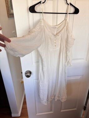 Maurices White Cold-Shoulder Crochet Midi Dress